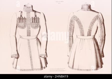 Die Winteruniform der Offiziere der Lebensgarde der krimtatarischen Staffel. Lithographie von 1844. Stockfoto