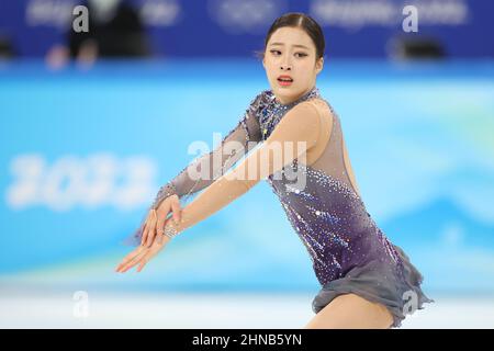 Peking, China. 15th. Februar 2022. Young You (Kor) Eiskunstlauf: Frauen-Kurzprogramm während der Olympischen Winterspiele 2022 in Peking im Capital Indoor Stadium in Peking, China . Kredit: YUTAKA/AFLO SPORT/Alamy Live Nachrichten Stockfoto