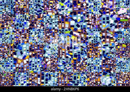 Kunstwerk abstrakter Komposition aus geometrischen Formen und Elementen Stockfoto