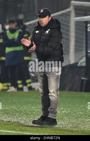 Cheftrainer von Vicenza Cristian Brocchi beim AC Pisa gegen LR Vicenza, Italienisches Fußballspiel der Serie B in Pisa, Italien, Februar 15 2022 Stockfoto