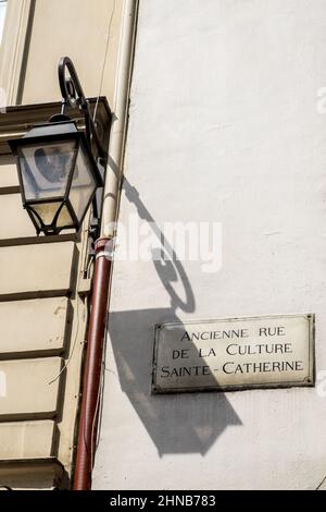 Frankreich. Paris (4th Bezirk) die ehemalige Rue de la Culture Sainte-Catherine, heute Sévigné Straße Stockfoto