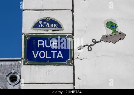 Frankreich. Straßenschild in Paris (4th Bezirk) im Stadtteil Marais Stockfoto