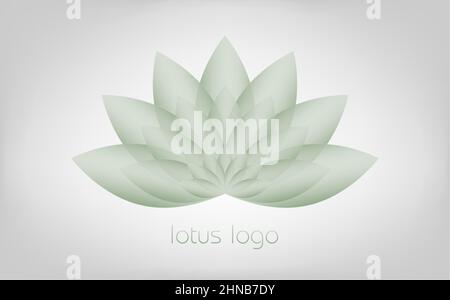 Weiches grünes Lotus-Logo, Blume des Lebens. Heilige Geometrie. Symbol für Harmonie und Balance. Zeichen der Reinheit. Chakra Yoga Design Vektor isoliert auf weiß Stock Vektor
