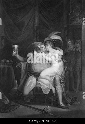 Puppenblatt, Falstaff, Henry und Poins aus Shakespeares König Heinrich IV., Teil 2, Akt 2, Szene 4 Stockfoto