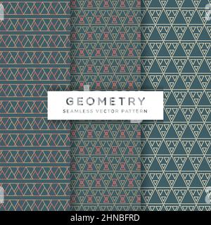 Abstrakte geometrische nahtlose Vektor-Muster-Sammlung Stock Vektor