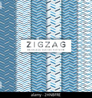Navy Blue Zigzag Nahtlose Vektor Muster Design Collection Stock Vektor