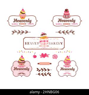 Cupcakes Bakery Shop Logo Design Collection Stock Vektor