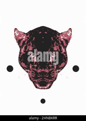 Panther Kopf isoliert auf weißem Hintergrund, 3D Rendering, Illustration für den Einsatz als Print, Logo, Emblem und andere Stockfoto