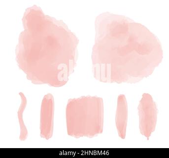 Rosafarbene Aquarellflecken Farbe Stropke. Vektorgrafik. Abstrakte rosa Aquarell Hintergrund Textur auf weiß. Handbemalt auf Papier. Stock Vektor