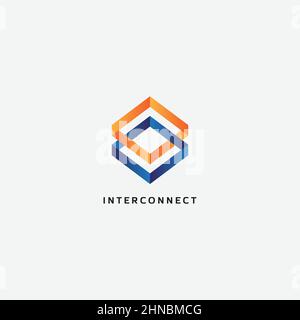 Design-Vorlage Für Abstrakte Interconnect-Quadratische Logos Stock Vektor