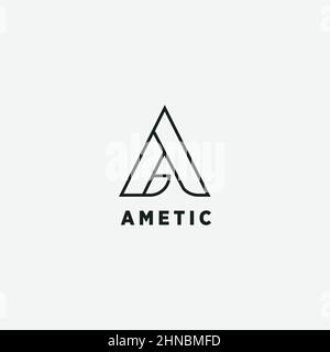 Design-Vorlage für ein dreieckig gestalteres Logo mit abstraktem Buchstaben Stock Vektor