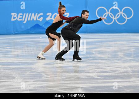 PEKING, CHINA - 14. FEBRUAR: Oleksandra Nazarova und Maksym Nikitin vom Team Ukraine skaten während des Ice Dance Free Dance am 10. Tag der Beijing 2 Stockfoto