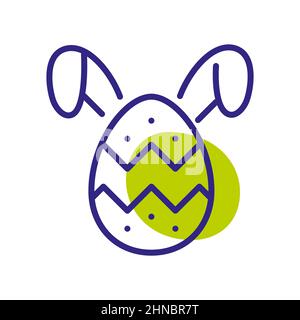 Osterei mit Kaninchenohren. Pixel-perfektes, bearbeitbares Symbol für Konturfarbe Stock Vektor