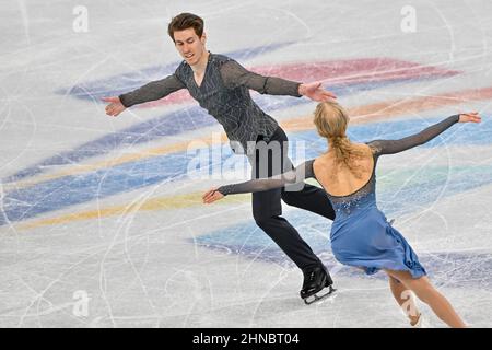 PEKING, CHINA - 14. FEBRUAR: Juulia Turkkila und Matthias Versluis vom Team Finnland skaten während des Ice Dance Free Dance am 10. Tag der Beijing 20 Stockfoto