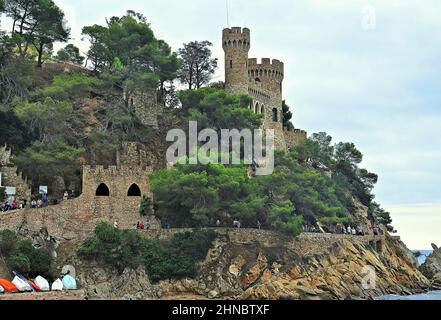 Schloss am Strand in Lloret de Mar in der Region La Selva Provinz Gerona,Katalonien,Spanien Stockfoto