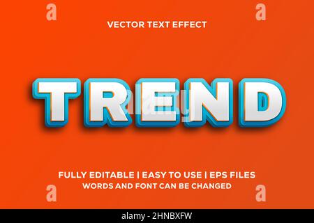 Trend-Texteffekt mit 3D-Format, vollständig bearbeitbar Stock Vektor