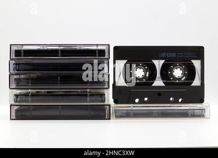 Tonbandkassette Im Vintage-Stil. Retro-Style-Technologie aus dem Jahr 90s Stockfoto