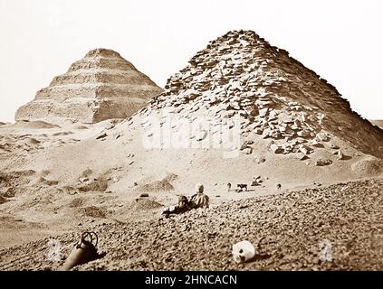 Stufenpyramide von Saqqara, Ägypten, viktorianische Periode Stockfoto