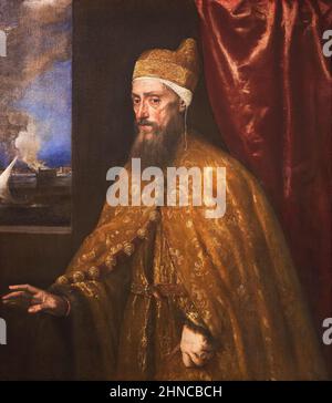 Tizian (Tiziano Vecellio). Porträt des Dogen Francesco Venier. Ca. 1554 - 1556. Öl auf Leinwand. 113 x 99 cm Stockfoto