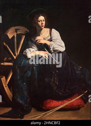 Caravaggio (Michelangelo Merisi). Die heilige Katharina von Alexandria. Ca. 1598-99. Öl auf Leinwand. 173 x 133 cm Stockfoto