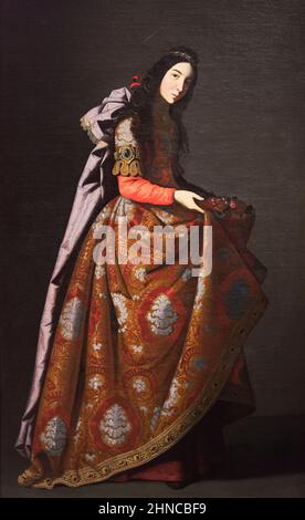 Zurbarán (1598-1664). Saint Casilda. Ca. 1630-1635. Öl auf Leinwand. 171 x 107 cm. Francisco de Zurbarán war ein spanischer Barockmaler, der für seine Stockfoto