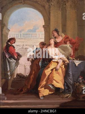 Giambattista Tiepolo (1696-1770. Der Tod von Sophonisba. Ca. 1760. Öl auf Leinwand. 48,3 x 38,2 cm. Giambattista Tiepolo war ein italienischer Rokoko-Künstler Stockfoto