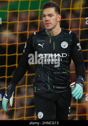 Ederson of Manchester City - Norwich City / Manchester City, Premier League, Carrow Road, Norwich, Großbritannien - 12th. Februar 2022 nur zur redaktionellen Verwendung - es gelten DataCo-Einschränkungen Stockfoto