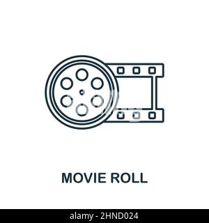 Filmrolle-Symbol. Linienelement aus der Videoproduktionssammlung. Linear Movie Roll Icon-Zeichen für Web-Design, Infografiken und mehr. Stock Vektor