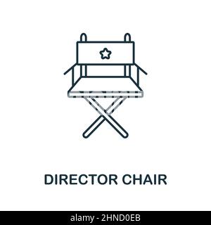 Symbol für den Director Chair. Linienelement aus der Videoproduktionssammlung. Linear Director Chair Icon-Zeichen für Webdesign, Infografiken und mehr. Stock Vektor