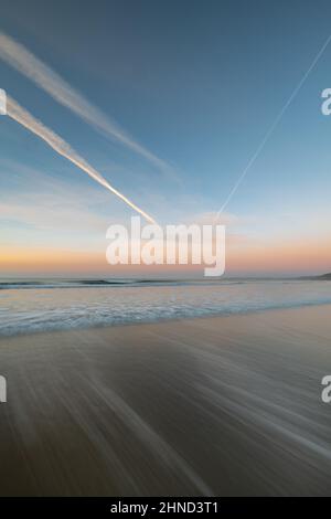 Tregantle Beach bei Sonnenaufgang Whitsand Bay Cornwall Stockfoto