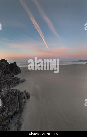 Tregantle Beach bei Sonnenaufgang Whitsand Bay Cornwall Stockfoto