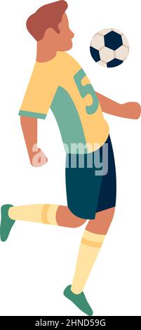 Fußballspieler Trap Ball mit Brust. Mann spielt Fußball Stock Vektor