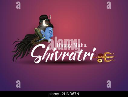 Happy maha Shivratri mit Trisulam, ein hinduistisches Fest gefeiert von lord shiva Nacht, englische Kalligraphie. vektor Illustration Design Stock Vektor