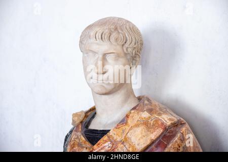 Büste des römischen Imperators Trajan, Uffizien, Florenz, Italien Stockfoto