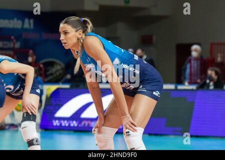 Novara, Italien. 15th. Februar 2022. Dinamo Moskau während Igor Gorgonzola Novara vs Dinamo Moskau, CEV Champions League Frauen-Volleyball-Spiel in Novara, Italien, Februar 15 2022 Quelle: Independent Photo Agency/Alamy Live News Stockfoto