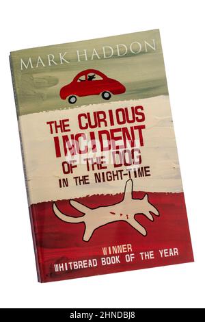 The Curious Incident of the Dog in the Night-Time, Buch von Mark Haddon. Paperback Roman Buch Cover auf weißem Hintergrund. Stockfoto