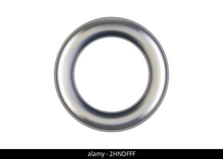 Isolierter realistischer Metallring aus Silber für Papier, Karte, Anhänger, Aufkleber oder Aufhänger. Banner Stahl oder Chrom Kreis Öse auf weißem Hintergrund. Vektor Stock Vektor