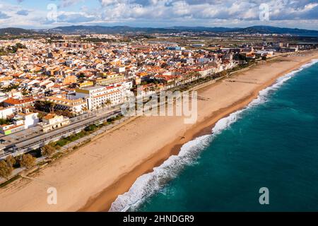 Luftaufnahme von Malgrat de Mar, Spanien Stockfoto