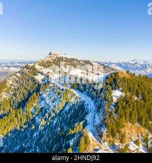 Bester Schweizer Tourist. Rigaer Berge. Luftaufnahme. Stockfoto
