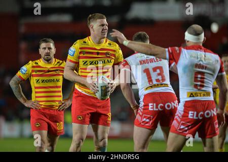 St. Helens, England - 10. Februar 2022 - Dylan Napa of Catalan Dragons während der Rugby League Betfred Super League Runde 1 St. Helens vs Catalan Dragons im Totally Wicked Stadium, St. Helens, UK Dean Williams Stockfoto