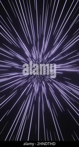 Abstrakter Hintergrund eines Starburst dynamische leuchtende Linien oder Strahlen. 3D Abbildung. Stockfoto