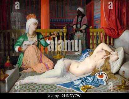 Jean Auguste Dominique Ingres, Odalisque, Slave, und Eunuch, Malerei, Öl auf Leinwand, 1839-1840 Französisch, Orientalismus Stockfoto