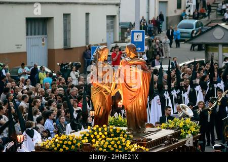 Der Abschied in der Osterwoche Prozession der Bruderschaft Jesu in seinem dritten Fall am Heiligen Montag in Zamora, Spanien. Stockfoto