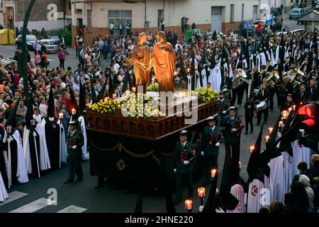 Der Abschied in der Osterwoche Prozession der Bruderschaft Jesu in seinem dritten Fall am Heiligen Montag in Zamora, Spanien. Stockfoto