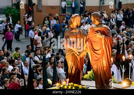 Der Abschied in der Osterwoche Prozession der Bruderschaft Jesu in seinem dritten Fall am Heiligen Montag in Zamora, Spanien. Stockfoto