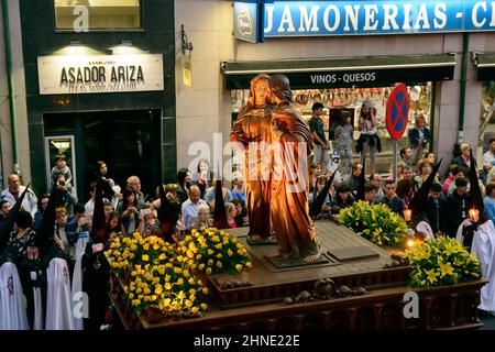 Der Abschied in der Osterwoche Prozession der Bruderschaft Jesu in seinem dritten Fall am Heiligen Montag in Zamora, Spanien. Stockfoto