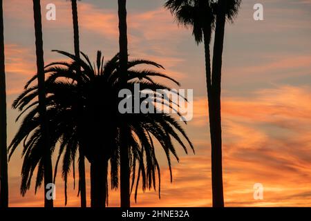 Sonnenuntergänge in Redondo Beach, Kalifornien, können lebhaft und schön sein. Stockfoto