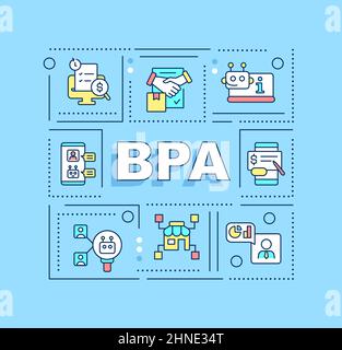 Business Process Automation Word Concepts blaues Banner Stock Vektor