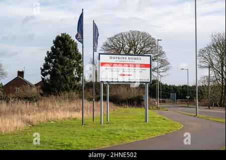 Hopkins Haus großes Schild am Eingang zu einer neuen Wohnanlage in Norwich Norfolk Stockfoto