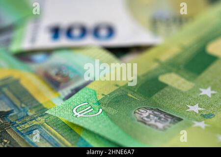 Makro Foto EU-Banknoten Hintergrund Stockfoto